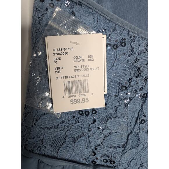 DB Studios Smokey blue gown Glitter lace with Balle size 10 NWT Elegant - Picture 6 of 7